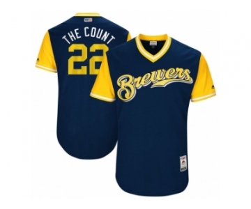 Men's 2017 Little League World Series Brewers #22 Matt Garza The Count Navy Jersey