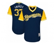 Men's 2017 Little League World Series Brewers #37 Anthony Swarzak Swarzy Navy Jersey