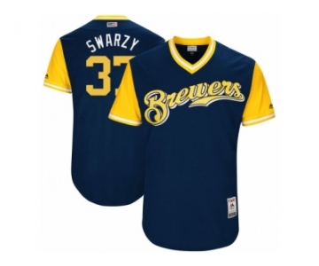 Men's 2017 Little League World Series Brewers #37 Anthony Swarzak Swarzy Navy Jersey