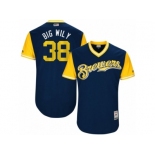 Men's 2017 Little League World Series Brewers #38 Wily Peralta Big Wily Navy Jersey