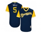 Men's 2017 Little League World Series Brewers #5 Jonathan Villar Villi Navy Jersey