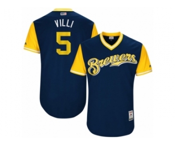 Men's 2017 Little League World Series Brewers #5 Jonathan Villar Villi Navy Jersey