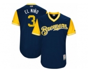 Men's 2017 Little League World Series Brewers Orlando Arcia #3 El Nino Navy Jersey