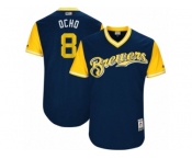 Men's 2017 Little League World Series Brewers Ryan Braun #8 Ocho Navy Jersey