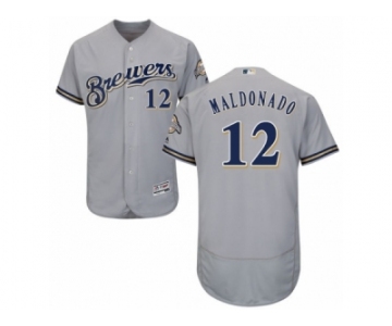 Men's Majestic Milwaukee Brewers #12 Martin Maldonado Grey Flexbase Authentic Collection MLB Jersey