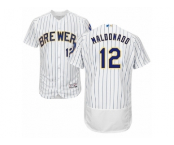 Men's Majestic Milwaukee Brewers #12 Martin Maldonado White Flexbase Authentic Collection MLB Jersey