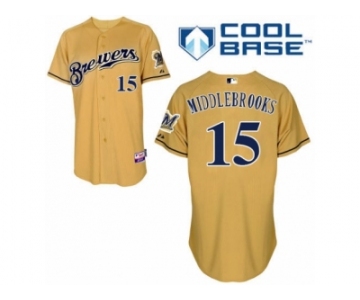 Men's Majestic Milwaukee Brewers #15 Will Middlebrooks Authentic Gold 2013 Alternate Cool Base MLB Jersey