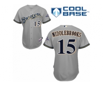 Men's Majestic Milwaukee Brewers #15 Will Middlebrooks Authentic Grey Road Cool Base MLB Jersey