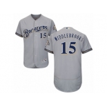 Men's Majestic Milwaukee Brewers #15 Will Middlebrooks Grey Flexbase Authentic Collection MLB Jersey