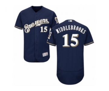 Men's Majestic Milwaukee Brewers #15 Will Middlebrooks Navy Blue Flexbase Authentic Collection MLB Jersey