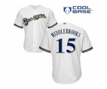 Men's Majestic Milwaukee Brewers #15 Will Middlebrooks Replica White Home Cool Base MLB Jersey