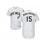 Men's Majestic Milwaukee Brewers #15 Will Middlebrooks White Flexbase Authentic Collection MLB Jersey