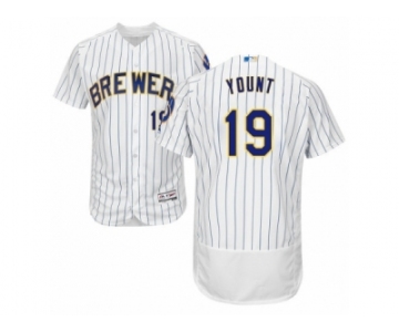 Men's Majestic Milwaukee Brewers #19 Robin Yount White Flexbase Authentic Collection MLB Jersey