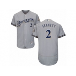 Men's Majestic Milwaukee Brewers #2 Scooter Gennett Grey Flexbase Authentic Collection MLB Jersey