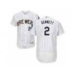 Men's Majestic Milwaukee Brewers #2 Scooter Gennett White Flexbase Authentic Collection MLB Jersey