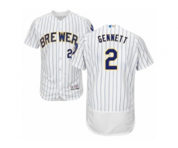 Men's Majestic Milwaukee Brewers #2 Scooter Gennett White Flexbase Authentic Collection MLB Jersey