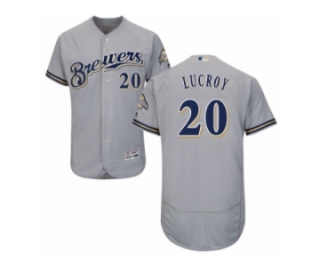 Men's Majestic Milwaukee Brewers #20 Jonathan Lucroy Grey Flexbase Authentic Collection MLB Jersey