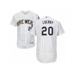 Men's Majestic Milwaukee Brewers #20 Jonathan Lucroy White Flexbase Authentic Collection MLB Jersey