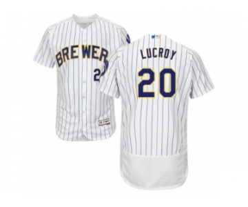 Men's Majestic Milwaukee Brewers #20 Jonathan Lucroy White Flexbase Authentic Collection MLB Jersey