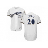 Men's Majestic Milwaukee Brewers #20 Jonathan Lucroy White Royal Flexbase Authentic Collection MLB Jersey