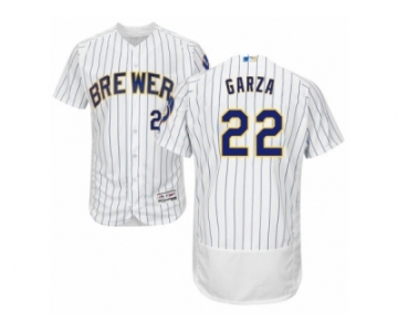 Men's Majestic Milwaukee Brewers #22 Matt Garza White Flexbase Authentic Collection MLB Jersey