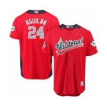 Men's Majestic Milwaukee Brewers #24 Jesus Aguilar Game Red National League 2018 MLB All-Star MLB Jersey