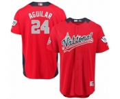 Men's Majestic Milwaukee Brewers #24 Jesus Aguilar Game Red National League 2018 MLB All-Star MLB Jersey