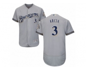 Men's Majestic Milwaukee Brewers #3 Orlando Arcia Grey Flexbase Authentic Collection MLB Jersey