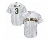 Men's Majestic Milwaukee Brewers #3 Orlando Arcia Replica White Alternate Cool Base MLB Jersey