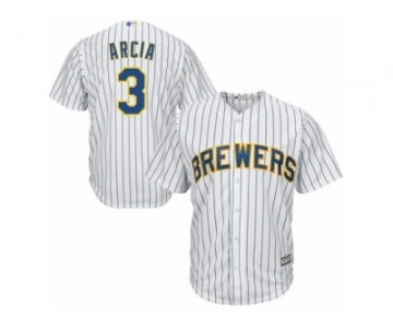 Men's Majestic Milwaukee Brewers #3 Orlando Arcia Replica White Alternate Cool Base MLB Jersey