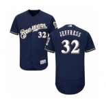 Men's Majestic Milwaukee Brewers #32 Jeremy Jeffress Navy Blue Alternate Flex Base Authentic Collection MLB Jersey