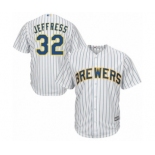 Men's Majestic Milwaukee Brewers #32 Jeremy Jeffress Replica White Home Cool Base MLB Jersey