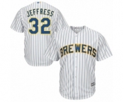 Men's Majestic Milwaukee Brewers #32 Jeremy Jeffress Replica White Home Cool Base MLB Jersey