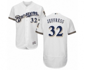 Men's Majestic Milwaukee Brewers #32 Jeremy Jeffress White Alternate Flex Base Authentic Collection MLB Jersey