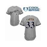 Men's Majestic Milwaukee Brewers #33 Chris Carter Authentic Grey Road Cool Base MLB Jersey