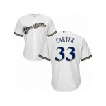 Men's Majestic Milwaukee Brewers #33 Chris Carter Authentic White Home Cool Base MLB Jersey