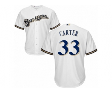 Men's Majestic Milwaukee Brewers #33 Chris Carter Authentic White Home Cool Base MLB Jersey