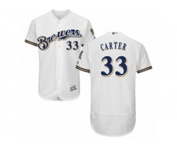 Men's Majestic Milwaukee Brewers #33 Chris Carter White Royal Flexbase Authentic Collection MLB Jersey