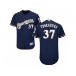 Men's Majestic Milwaukee Brewers #37 Tyler Thornburg Navy Blue Flexbase Authentic Collection MLB Jersey