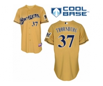 Men's Majestic Milwaukee Brewers #37 Tyler Thornburg Replica Gold 2013 Alternate Cool Base MLB Jersey