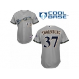 Men's Majestic Milwaukee Brewers #37 Tyler Thornburg Replica Grey Road Cool Base MLB Jersey