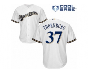 Men's Majestic Milwaukee Brewers #37 Tyler Thornburg Replica White Home Cool Base MLB Jersey