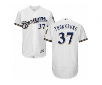 Men's Majestic Milwaukee Brewers #37 Tyler Thornburg White Royal Flexbase Authentic Collection MLB Jersey