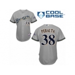 Men's Majestic Milwaukee Brewers #38 Wily Peralta Authentic Grey Road Cool Base MLB Jersey