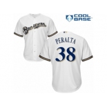 Men's Majestic Milwaukee Brewers #38 Wily Peralta Authentic White Home Cool Base MLB Jersey