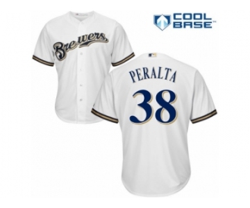 Men's Majestic Milwaukee Brewers #38 Wily Peralta Authentic White Home Cool Base MLB Jersey