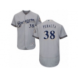 Men's Majestic Milwaukee Brewers #38 Wily Peralta Grey Flexbase Authentic Collection MLB Jersey