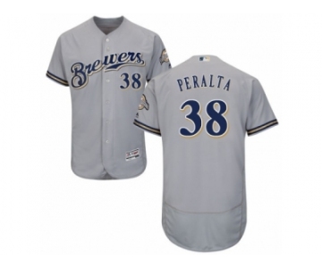 Men's Majestic Milwaukee Brewers #38 Wily Peralta Grey Flexbase Authentic Collection MLB Jersey