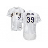 Men's Majestic Milwaukee Brewers #39 Chris Capuano White Flexbase Authentic Collection MLB Jersey