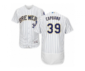 Men's Majestic Milwaukee Brewers #39 Chris Capuano White Flexbase Authentic Collection MLB Jersey